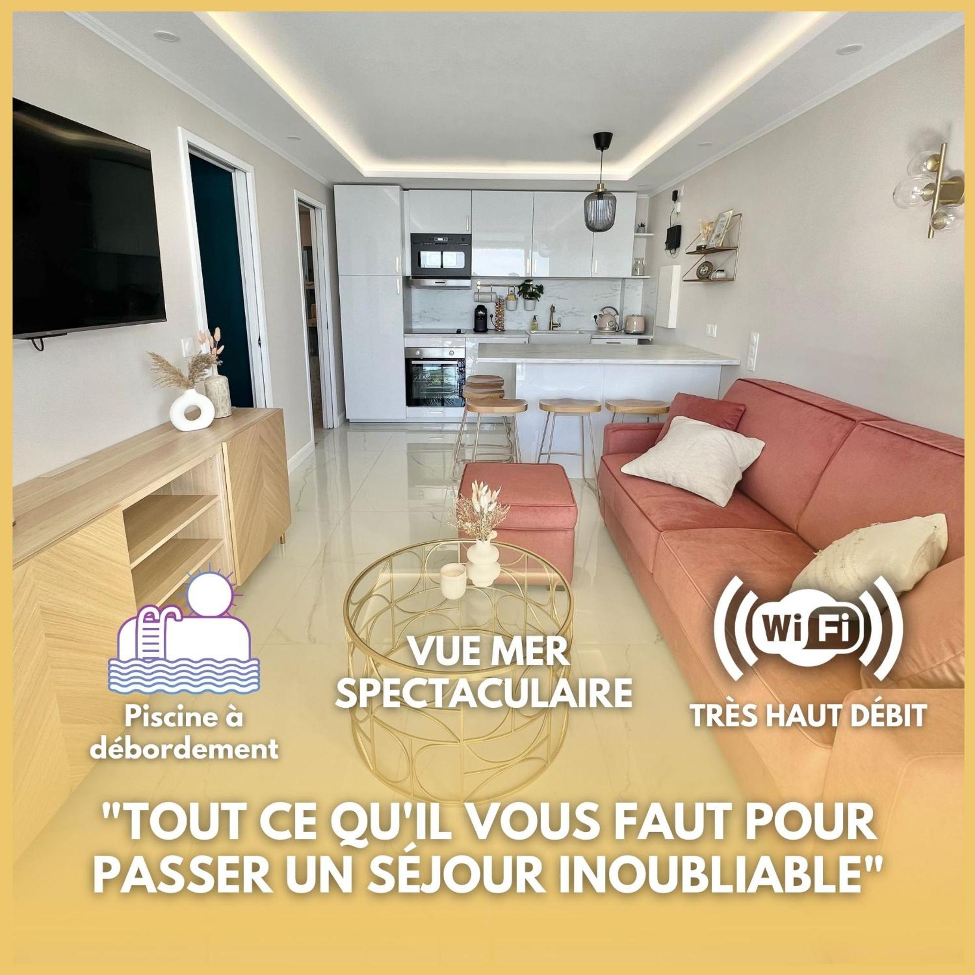 Luxueux Appartement - Vue Mer - Piscine - Free Parking - Monaco Cap-d'Ail Exteriör bild